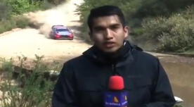 Reportero fue “mojado” en vivo en pleno desarrollo del Rally de Guanajuato [VIDEO]