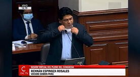 Rennán Espinoza pierde los papeles en debate en el Congreso y se quitó la mascarilla para gritar [VIDEO]