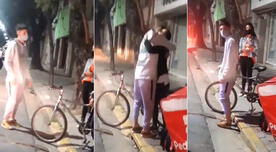 Mujer regala bicicleta a repartidor de comida luego que unos ladrones le robaran la suya [VIDEO]