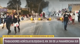 Ica: trabajadores agrícolas bloquean km 300 de la Panamericana Sur - Video