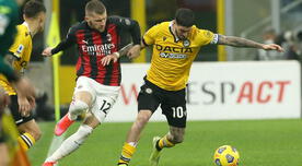 Milan rescató sobre la hora un empate 1-1 ante Udinese en la Serie A