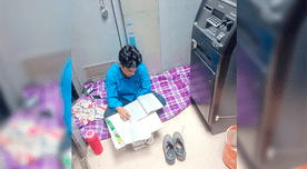 Viral: Agente de seguridad estudia dentro de un cajero automático en la India