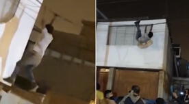 Viral: Ladrón queda enredado en cables cuando intentaba escapar de la Policía - VIDEO
