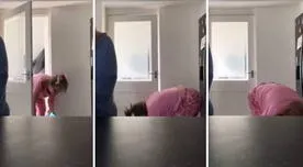 Viral: Mujer se agacha para no salir en reunión virtual de su hija, pero todo acabó mal