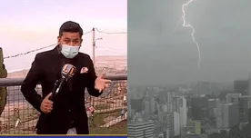 Tormenta en Lima: reportero se asustó en vivo y conductor lo tuvo que calmar - VIDEO