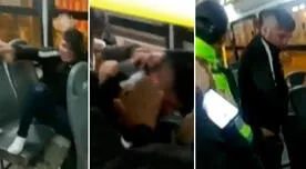 Enardecidos pasajeros de bus golpean ladrón por robar celular: "Acá lo agarramos"