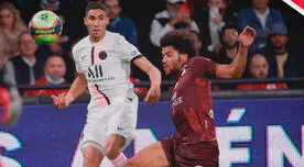 PSG sobre la hora venció 2-1 al Metz con doblete de Hakimi por Ligue 1