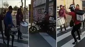 Viral: Repartidor se bajó de su moto y se puso a bailar con banda musical