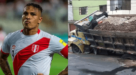 Paolo Guerrero: Volquete se hunde frente a la casa de Doña Peta en Chorrillos