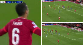 Es una obra de arte: Thiago marcó golazo de volea al Porto e hizo estallar Anfield