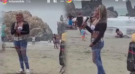Yessenia Villanueva, hija de Melcochita, demuestra su talento cantando en una playa