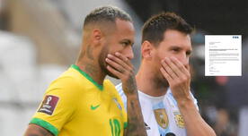 Brasil vs. Argentina: FIFA confirmó que duelo por Eliminatorias será en tierras brasileñas