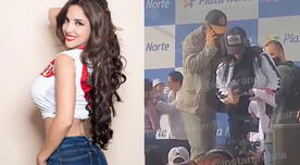 Rosángela Espinoza quiso que Lapadula le firme su camiseta y fue bajada del escenario