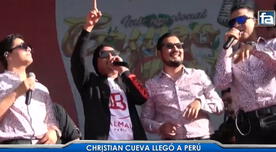 ¡A todo pulmón! Christian Cueva llega al Perú y sorprende a chotanos cantando "El Cervecero"