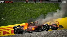 GP de Austria 2022: Ferrari de Carlos Sainz se incendia y piloto abandona la carrera
