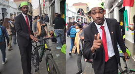 Doble de Will Smith llega en bicicleta a chifa en Perú y video causa furor en redes