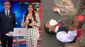 Verónica Linares estalla de risa cuando reportero se 'enfrenta' a personal del Ejército