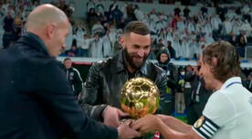 Zidane y Modric entregaron el Balón de Oro a Benzema ante la ovación del Bernabéu