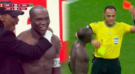 Aboubakar anotó el 1-0 de Camerún ante Brasil, celebró como Messi y se fue expulsado
