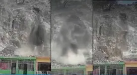 Captan momento exacto en que cerro se derrumba y destruye casas en Piura - VIDEO