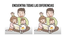 ¿Qué cambió entre el padre y los niños? Encuentra las 3 diferencias entre las familias