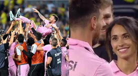 El conmovedor momento que compartieron Roccuzzo y Messi tras el título del Inter Miami