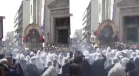 Anda del Señor de los Milagros estuvo a punto de caer durante procesión en Lima