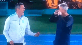 Los curiosos gestos que Tiago Nunes y DT de Aurora se lanzaron durante la Copa Libertadores