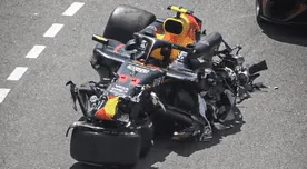 'Checo' Pérez chocó con un Haas y su auto quedó DESTROZADO en el inicio del GP de Mónaco