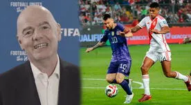 Infantino deja inédito mensaje previo al Perú vs Argentina: "Felicito al fútbol argentino"