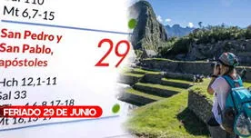 Feriado de este domingo 29 de junio: ¿Habrá fin de semana largo por el Día de San Pedro y San Pablo? Feriado de este domingo 29 de junio: ¿Habrá fin de semana largo por el Día de San Pedro y San Pablo?
