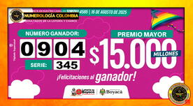 Último resultado Lotería de Boyacá del sábado 16 de agosto | Premios y estadísticas del sorteo 4585 Último resultado Lotería de Boyacá del sábado 16 de agosto | Premios y estadísticas del sorteo 4585