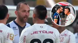 Hernán Barcos tuvo fuerte reacción contra Alex Valera en el clásico. Alex Valera y Hernán Barcos