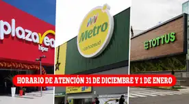 Horario de atención Plaza Vea, Tottus y Metro este miércoles 31 de diciembre