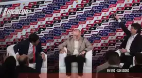 Banner casi se cae sobre Agustín Lozano, Jean Ferrari y Mano Menezes en medio de su presentación Banner casi se cae sobre Agustín Lozano, Jean Ferrari y Mano Menezes en medio de su presentación