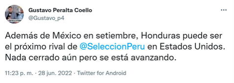 Gustavo Peralta con respecto al Perú vs. Honduras.   