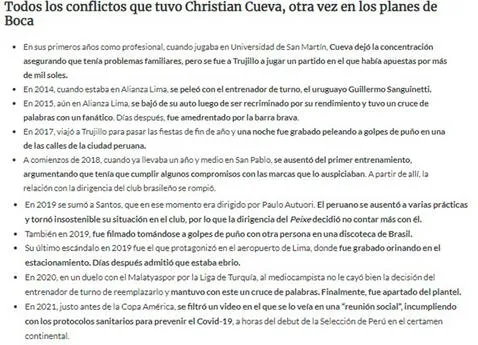 Las situaciones extrafutbolísticas de Cueva   