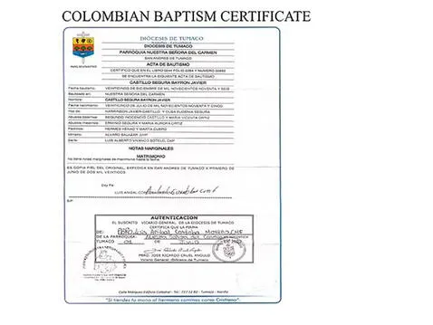 Certificado de Byron Castillo en Colombia. Certificado de Byron Castillo en Colombia.