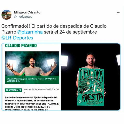 Claudio Pizarro se retira del fútbol en partido de despedida   