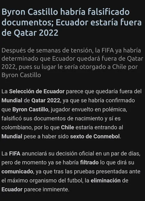 Ecuador fuera de Qatar 2022 (Foto: Azteca Deportes)   
