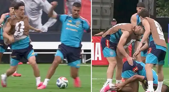 Gavi tuvo una dura entrada contra Rodri en la previa del Perú vs España y el debut del Mundial