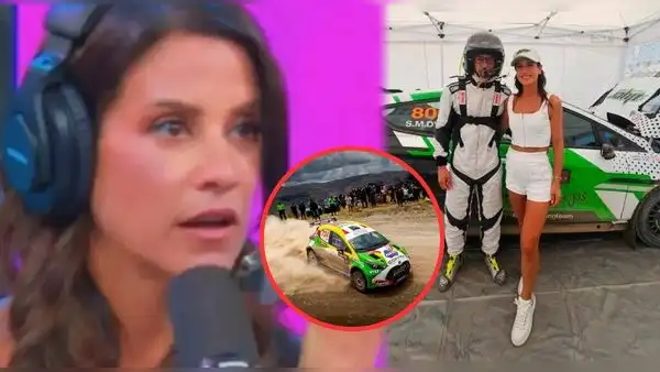 María Pía Copello no pudo contener las lágrimas en vivo al enterarse del accidente de su esposo e hijo en el Rally Caminos del Inca