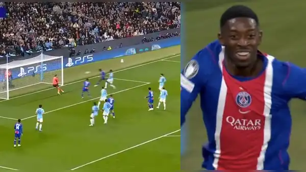 ¡Golazo! Dembelé anotó el 2-0 de PSG sobre Manchester City por la Champions League