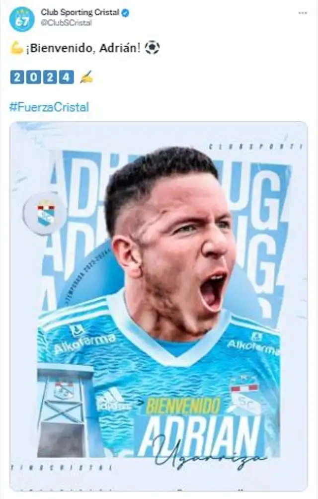 Adrián Ugarriza es jugador de Sporting Cristal.