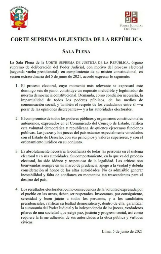 Corte Suprema pide a candidatos respetar autonomía del Poder Judicial Corte Suprema pide a candidatos respetar autonomía del Poder Judicial