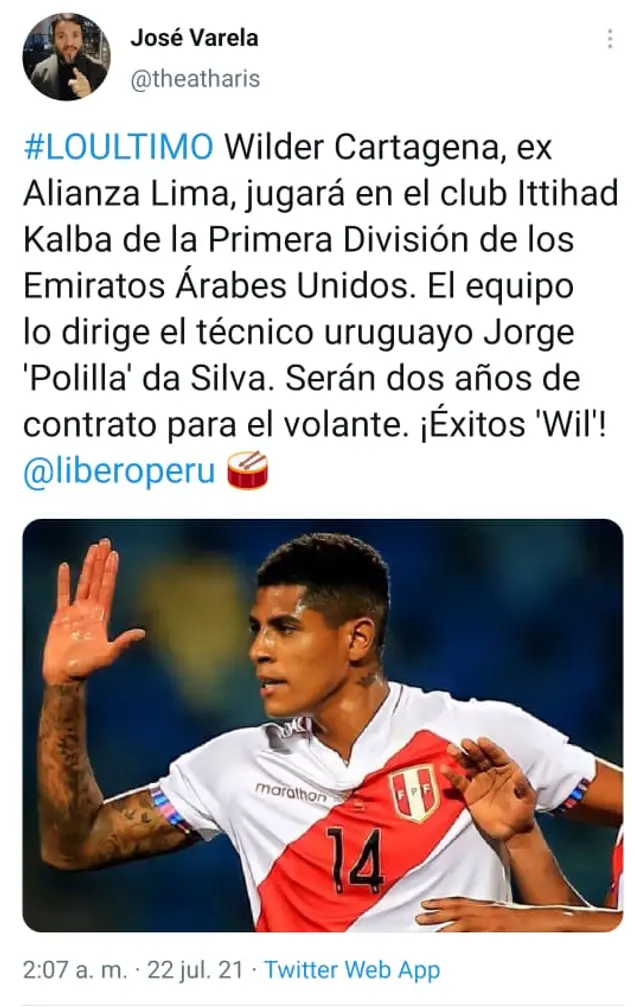 Tuit que adelantó fichaje de Cartagena   