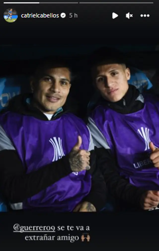 Catriel Cabellos pudo despedirse de Paolo Guerrero tras dejar Racing.