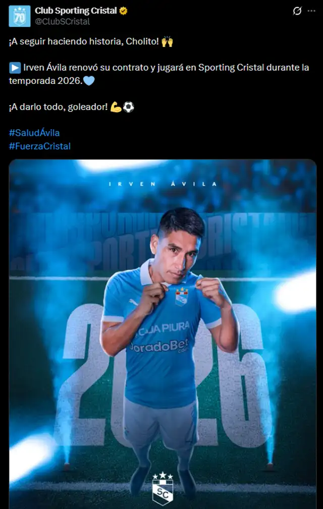 Irven Ávila renovó contrato con Sporting Cristal.   