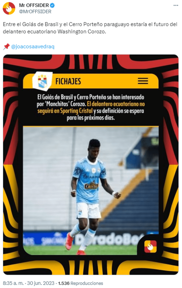 Washington Corozo es pretendido por Goiás y Cerro Porteño.
