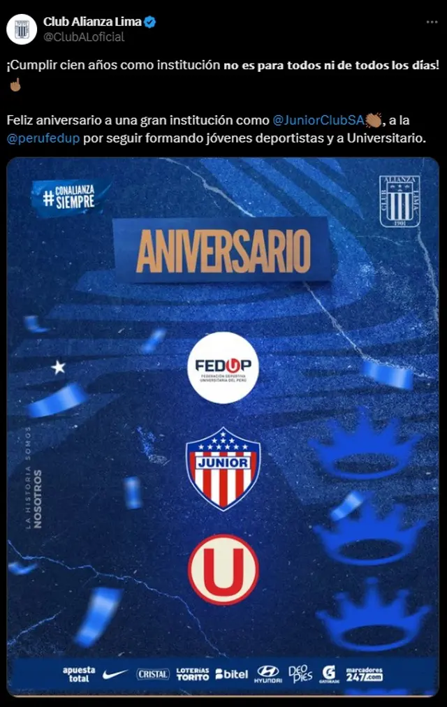 Alianza Lima saludó a Universitario